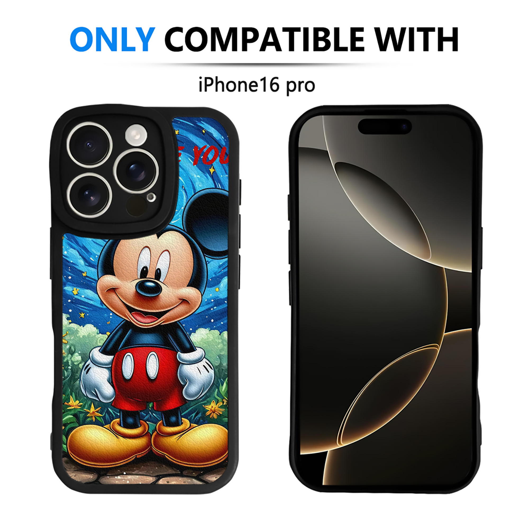 （画像用） ミッキーマウス Mickey Mouse 【iPhone 16シリーズ対応】シリコンスマホケース（レザー調） 材質：シリコン